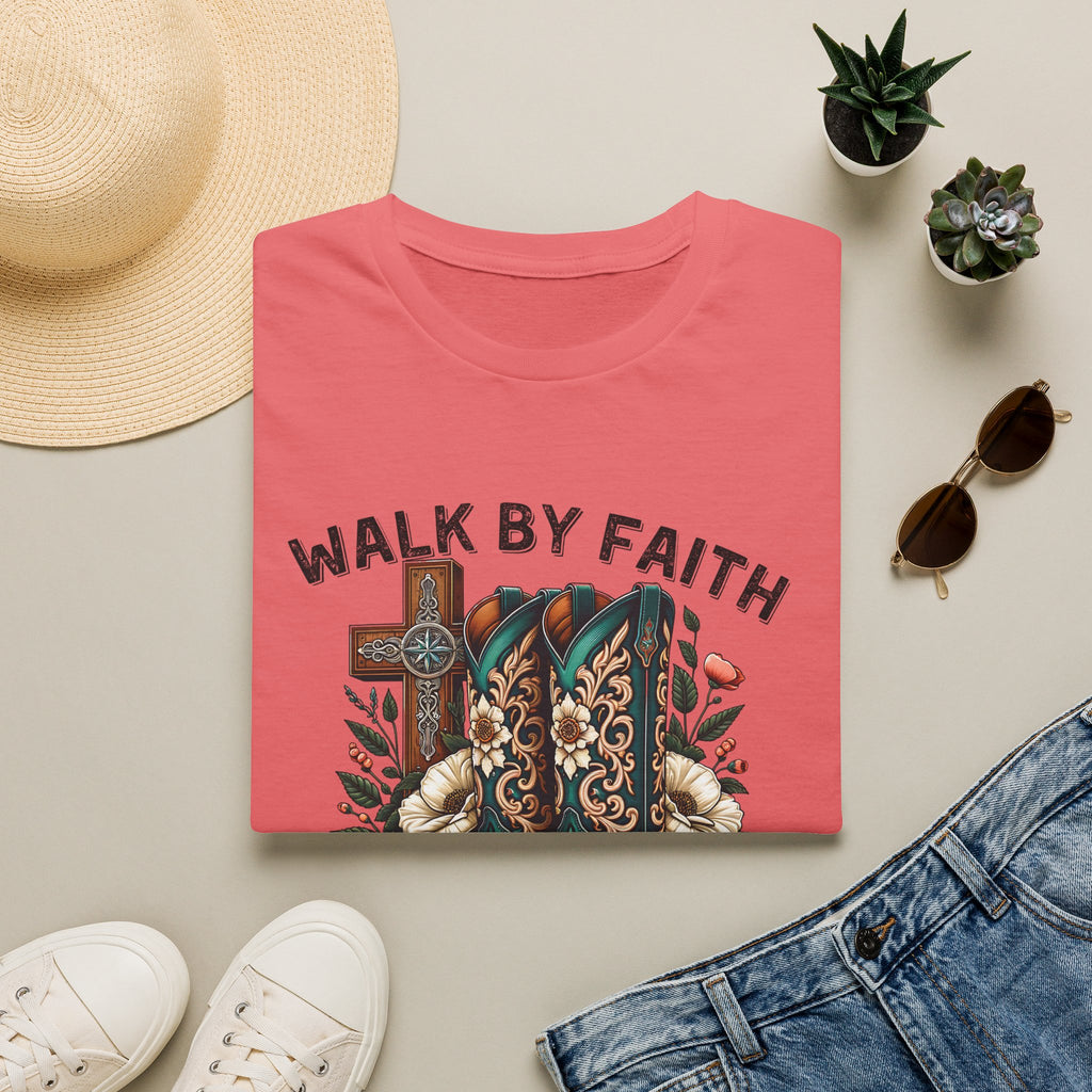 Walk By Faith Cowboy Boots T-Shirt — 'Walk By Faith' Christian Western Tee