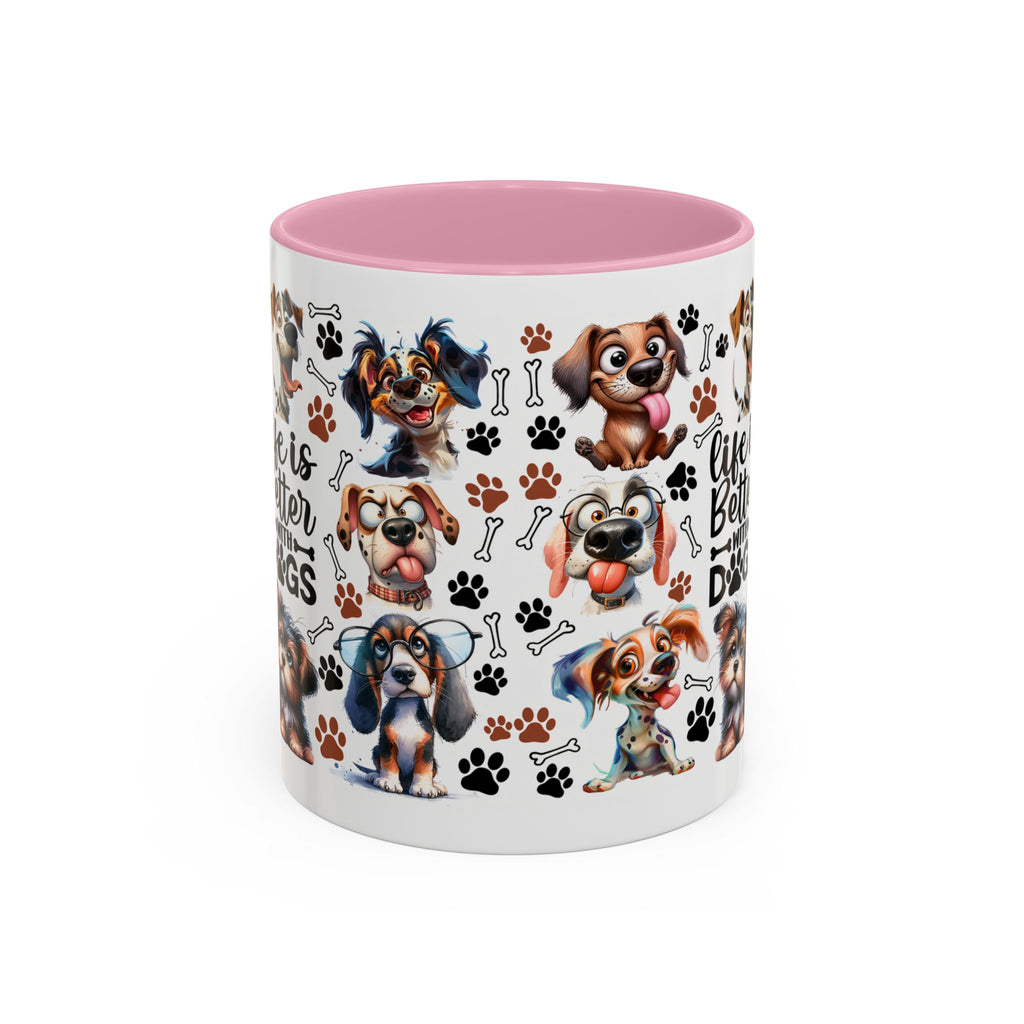 Dog Lover - "Life is Better with Dogs" Colourful Paw Print Ceramic Mug 11oz