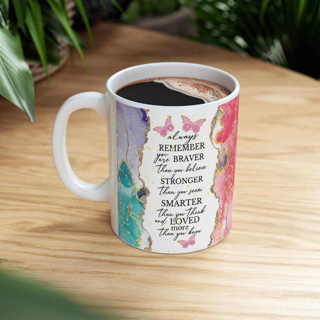 Inspirational Gold-Accented Abstract Art Ceramic Mug (11oz )