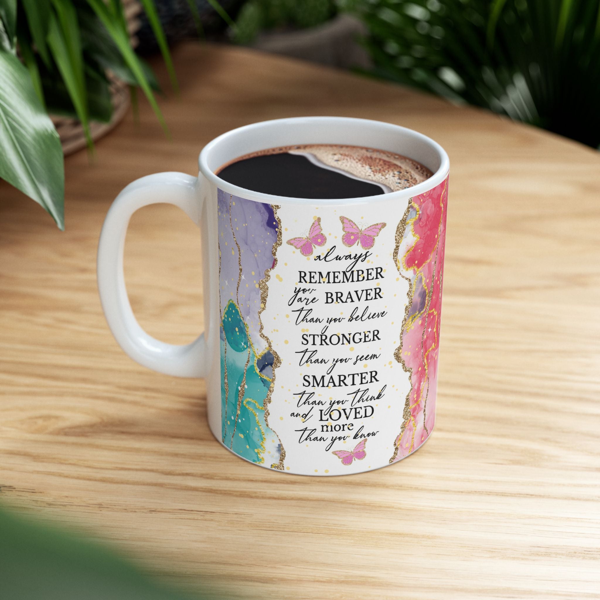 Inspirational Gold-Accented Abstract Art Ceramic Mug (11oz )