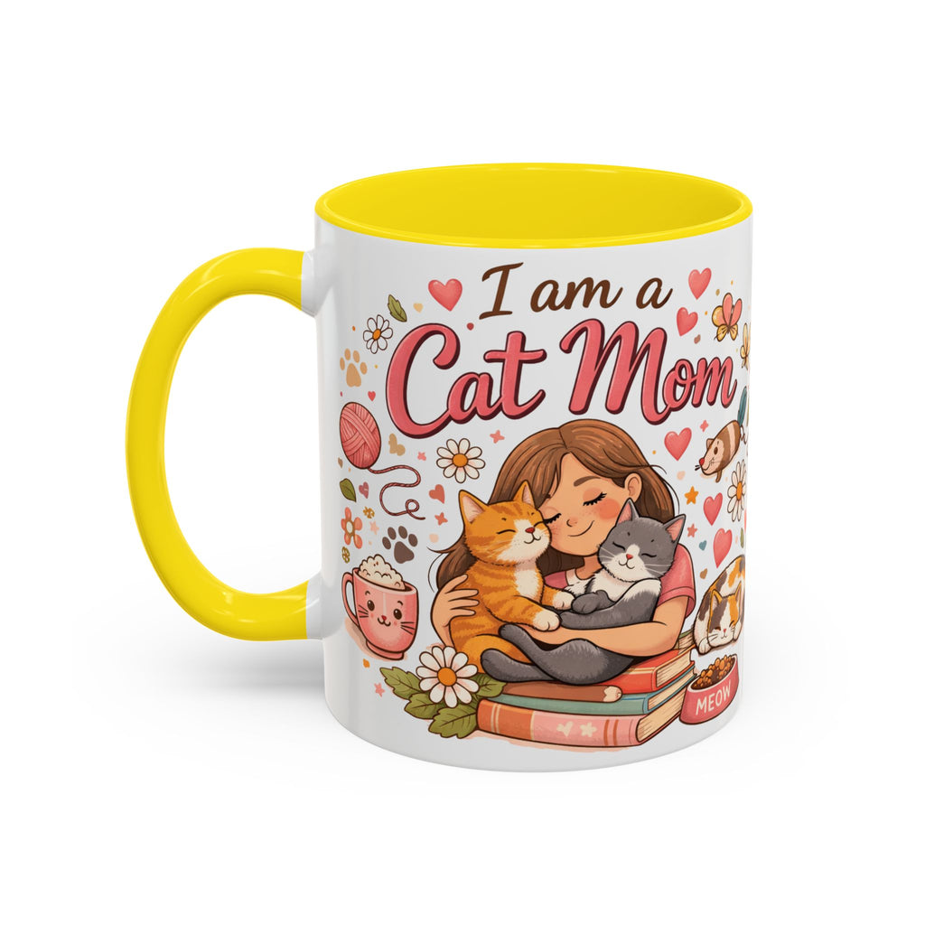 I Am a Cat Mom Accent Mug | Cute Cat Lover Coffee Cup