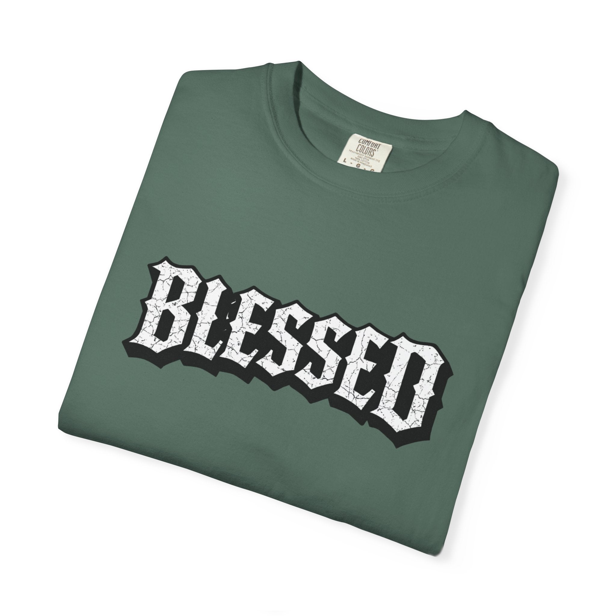Blessed Script T-shirt | Garment-Dyed Casual Tee | Unisex T-shirt