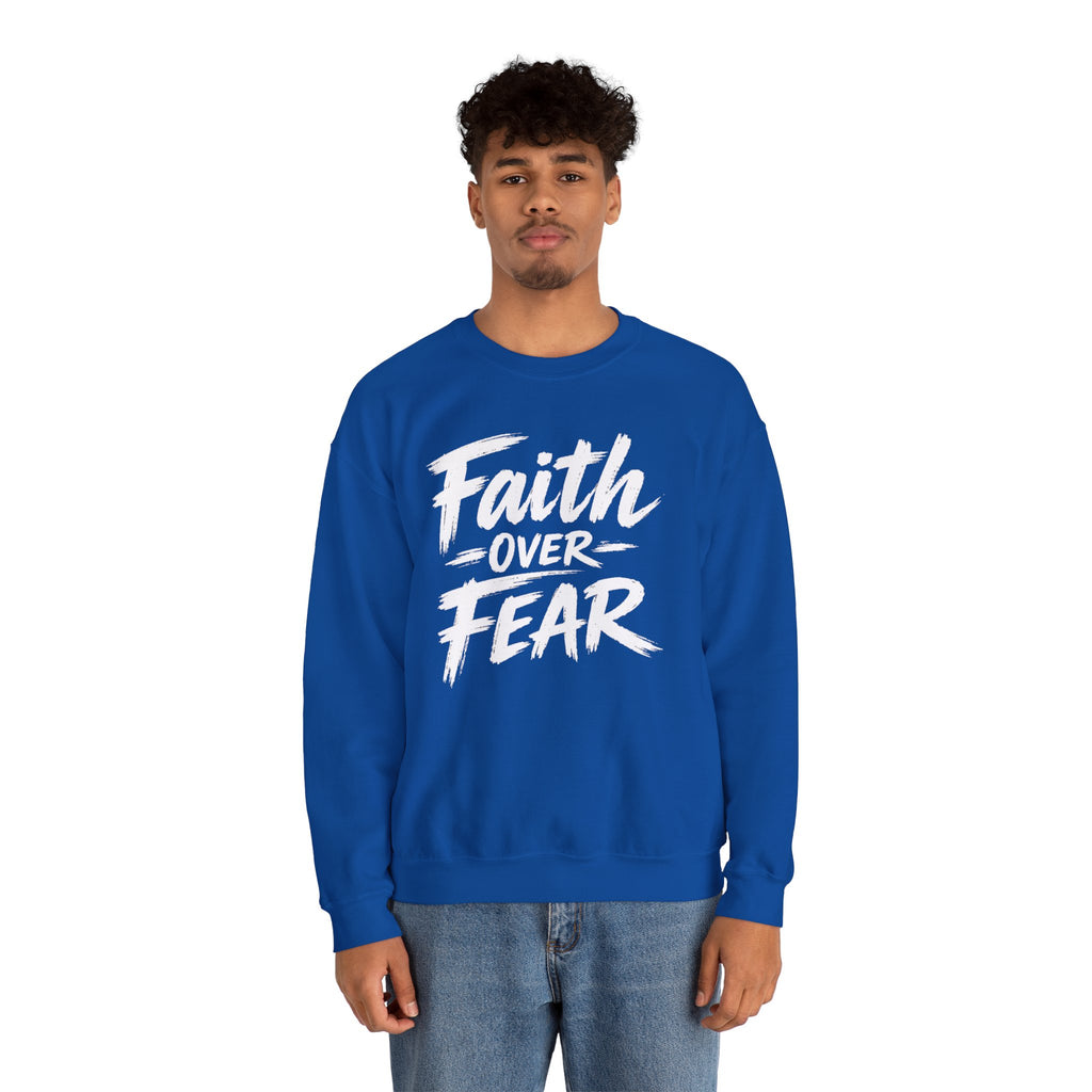 Faith Over Fear Sweatshirt | Inspirational Christian Typography Crewneck | Unisex sweatshirt