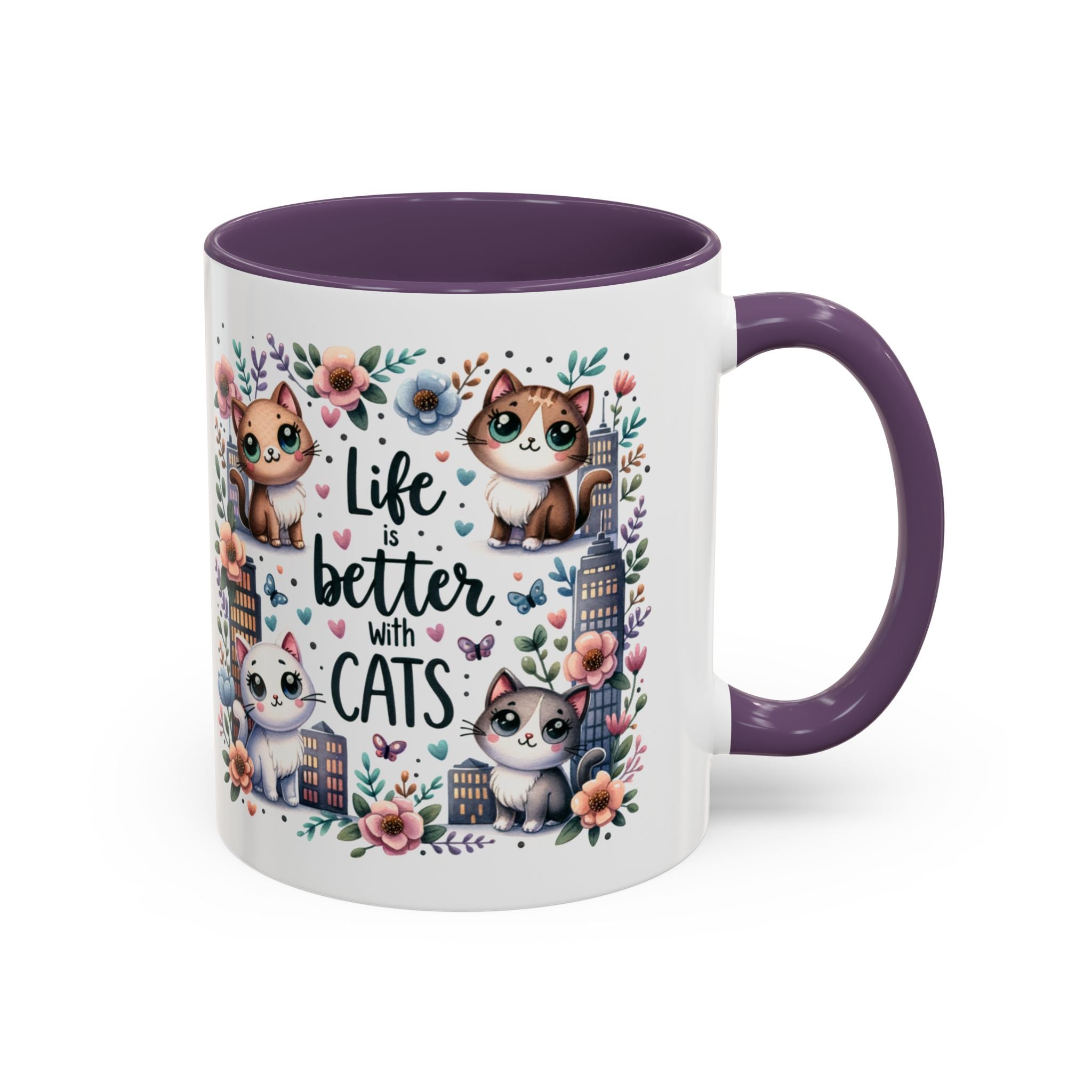 Life Is Better With Cats Accent Coffee Mug 11oz