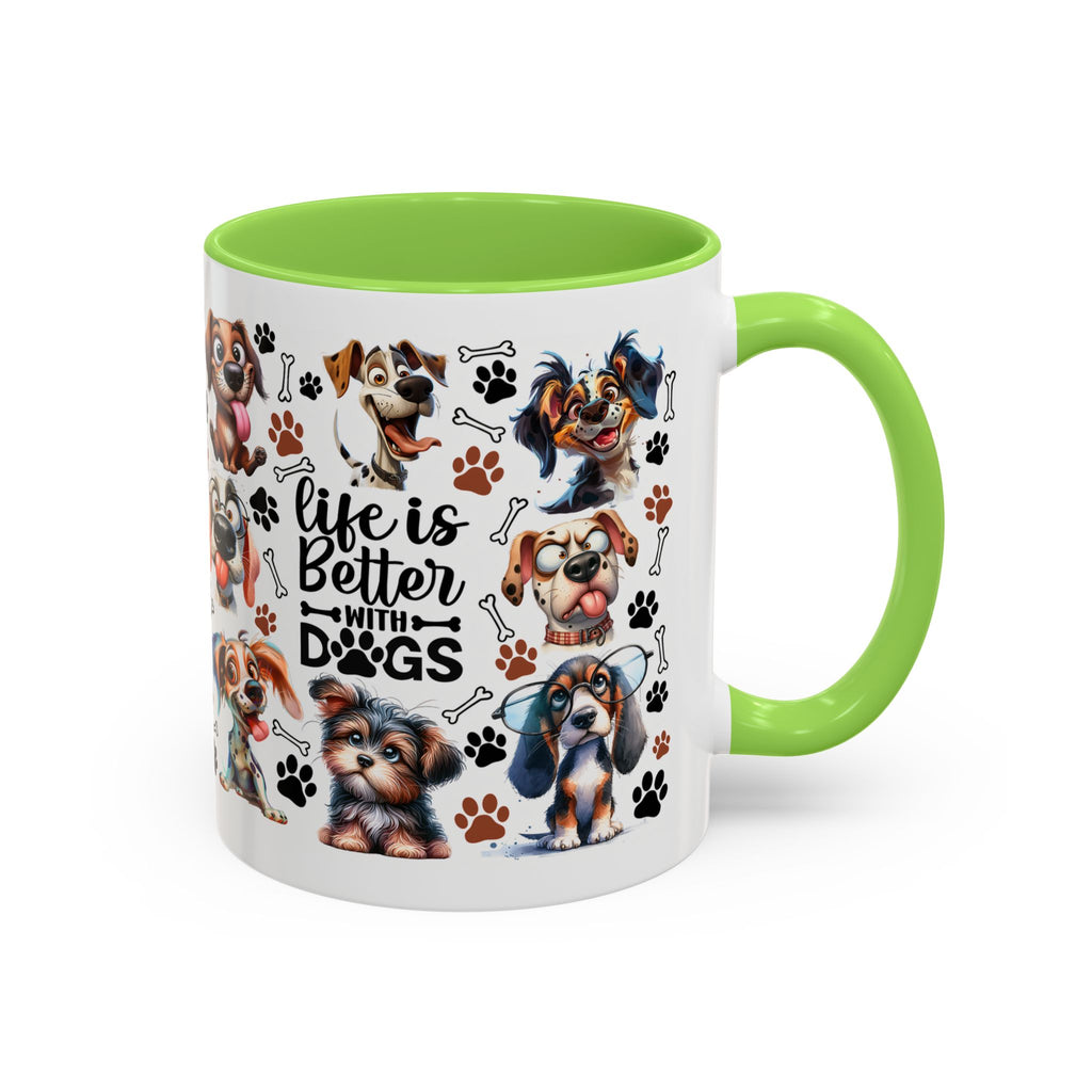 Dog Lover - "Life is Better with Dogs" Colourful Paw Print Ceramic Mug 11oz
