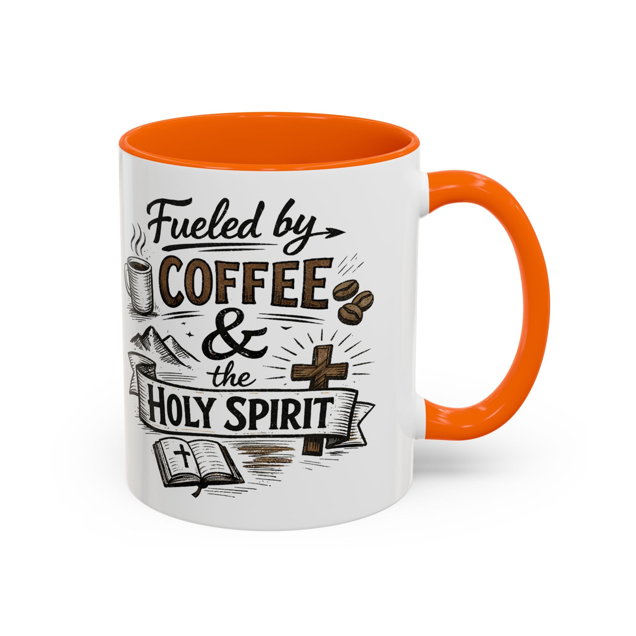 Fueled By Coffee And The Holy Spirit Accent Coffee Mug (11oz)