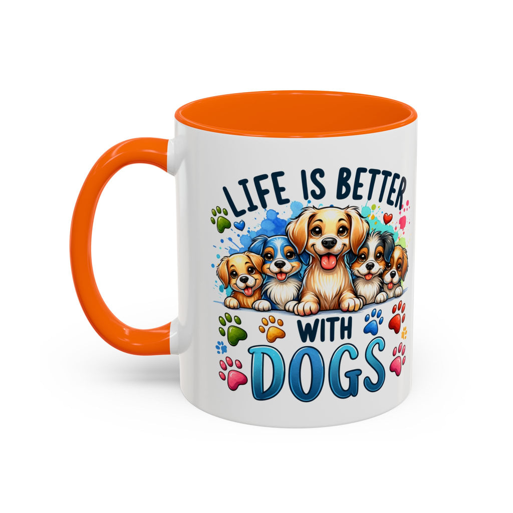 "Life Is Better With Dogs" Accent Dog Lover Mug (11 oz)