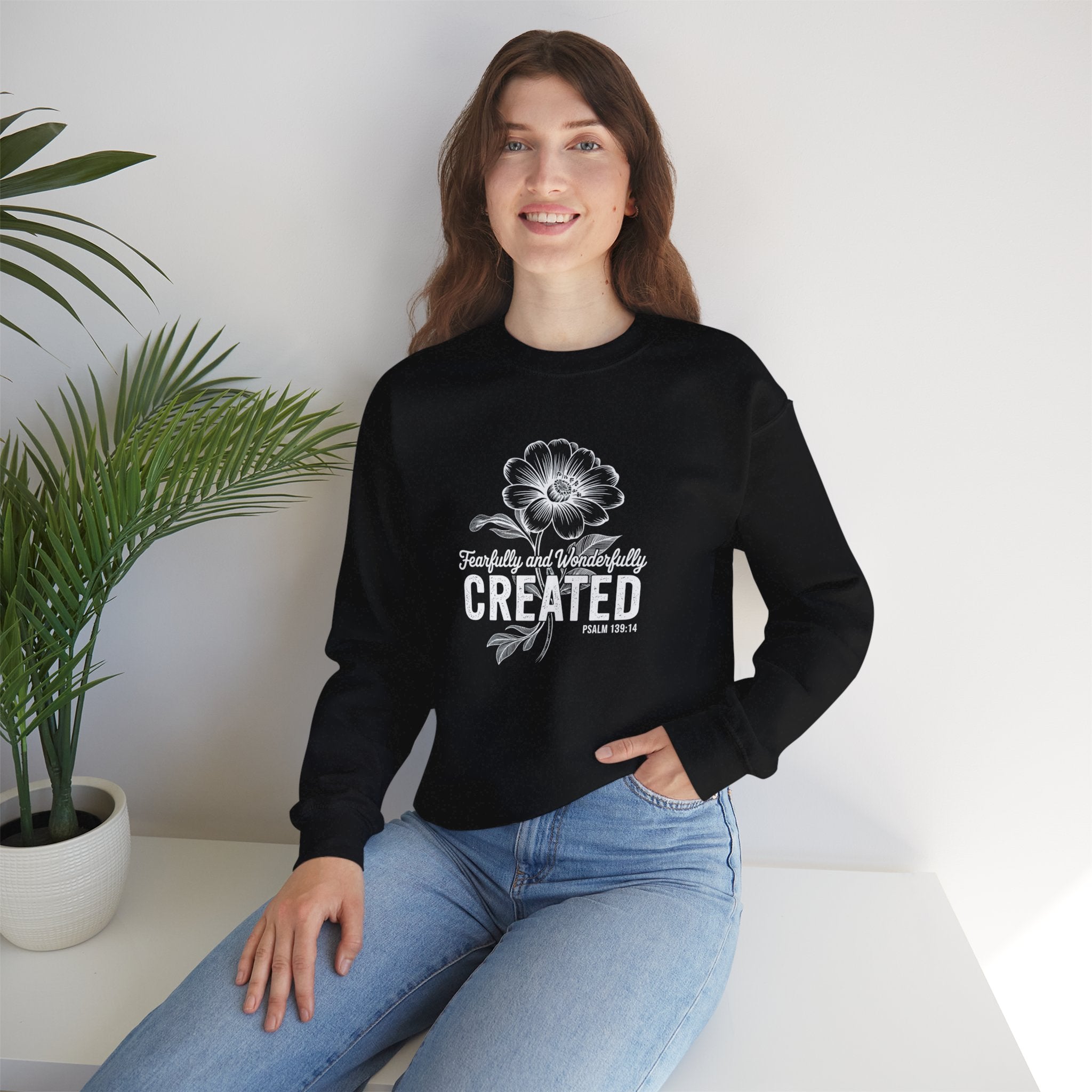 Fearfully and Wonderfully Created Psalm 139:14 Crewneck Sweatshirt