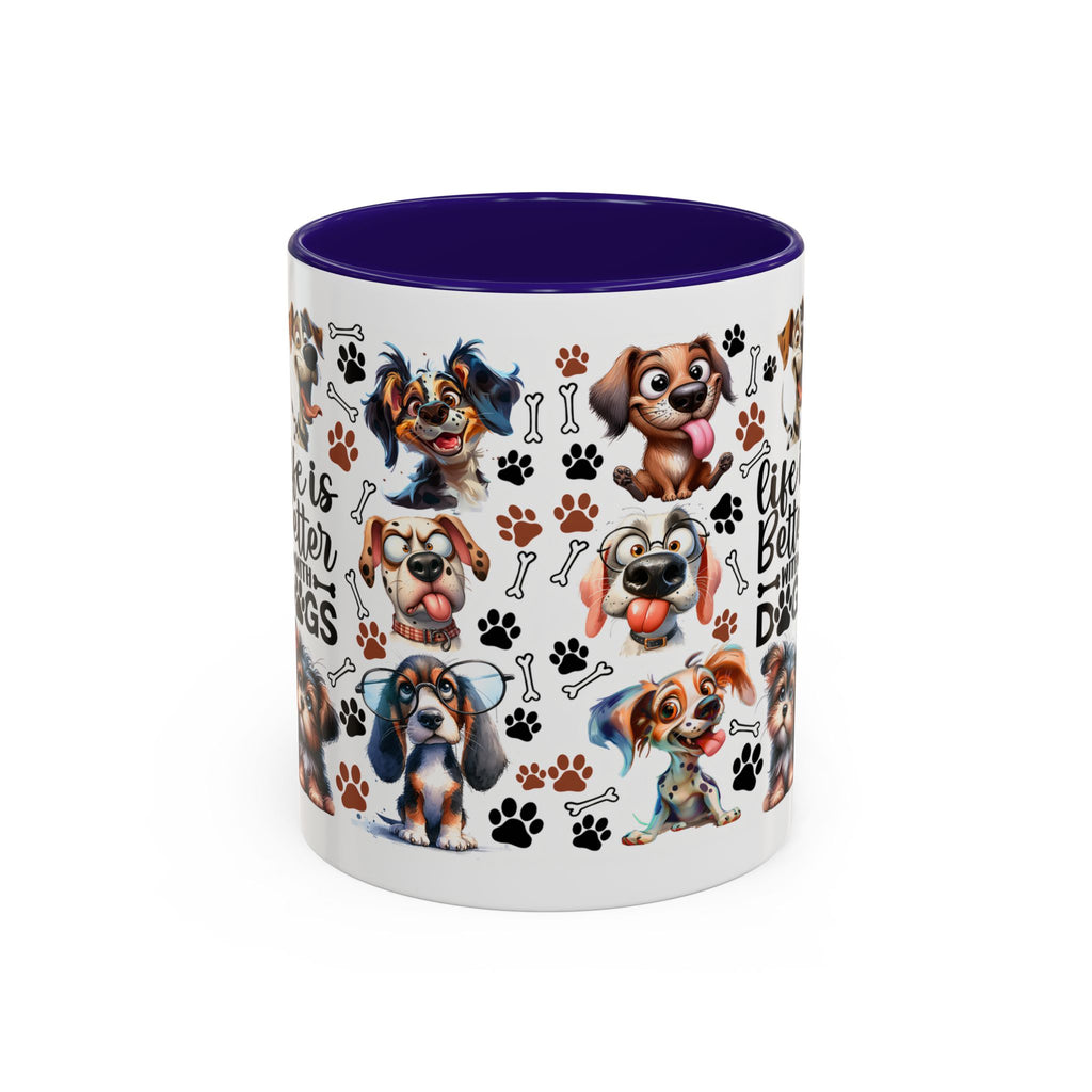 Dog Lover - "Life is Better with Dogs" Colourful Paw Print Ceramic Mug 11oz