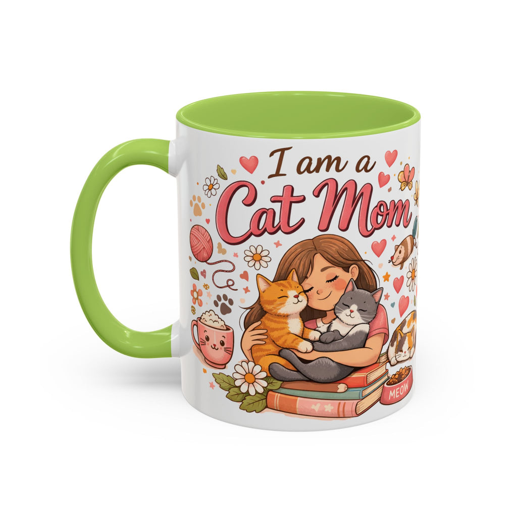 I Am a Cat Mom Accent Mug | Cute Cat Lover Coffee Cup