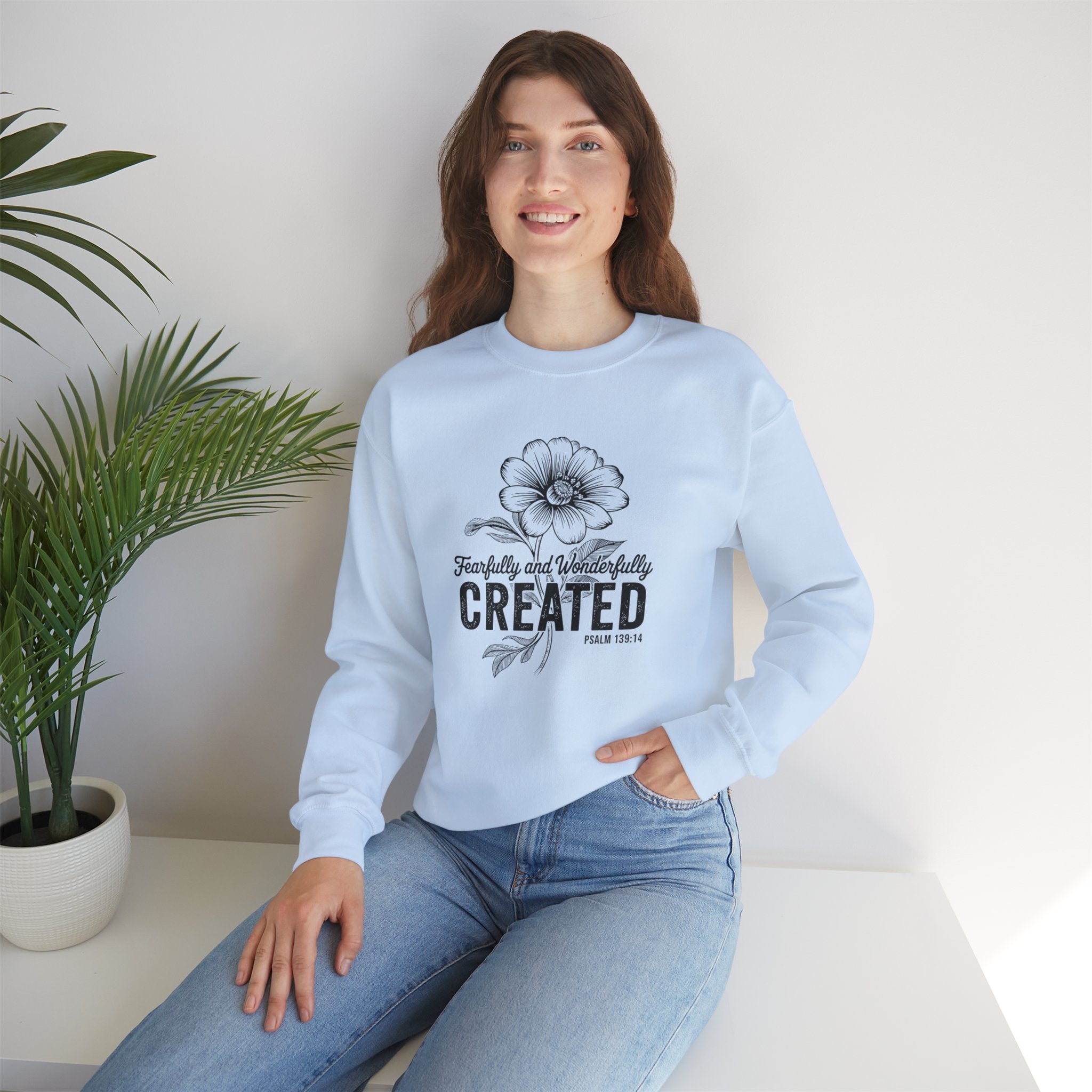 Fearfully and Wonderfully Created Psalm 139:14 Crewneck Sweatshirt
