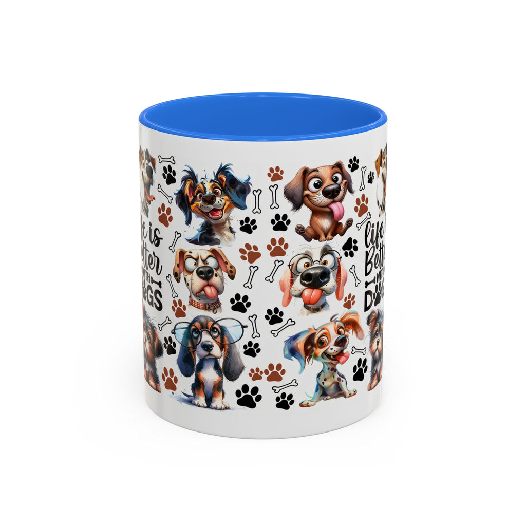 Dog Lover - "Life is Better with Dogs" Colourful Paw Print Ceramic Mug 11oz