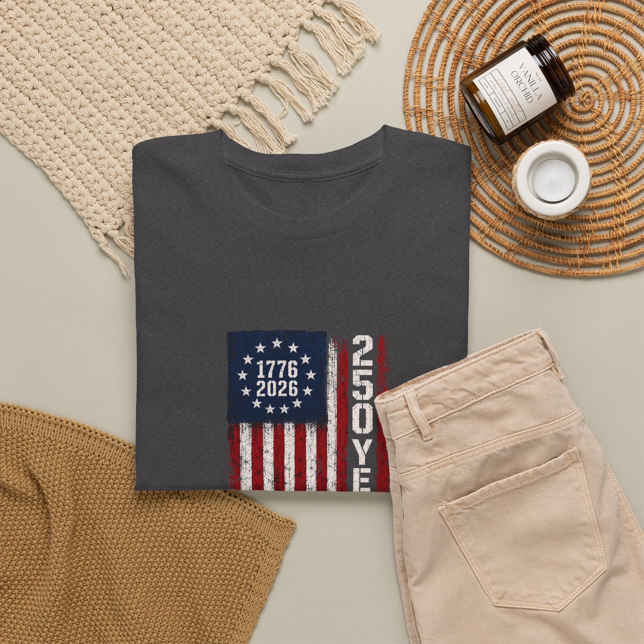 1776–2026 250 Years Flag T-Shirt — American Bicentennial Anniversary Tee