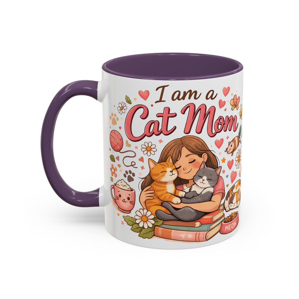 I Am a Cat Mom Accent Mug | Cute Cat Lover Coffee Cup