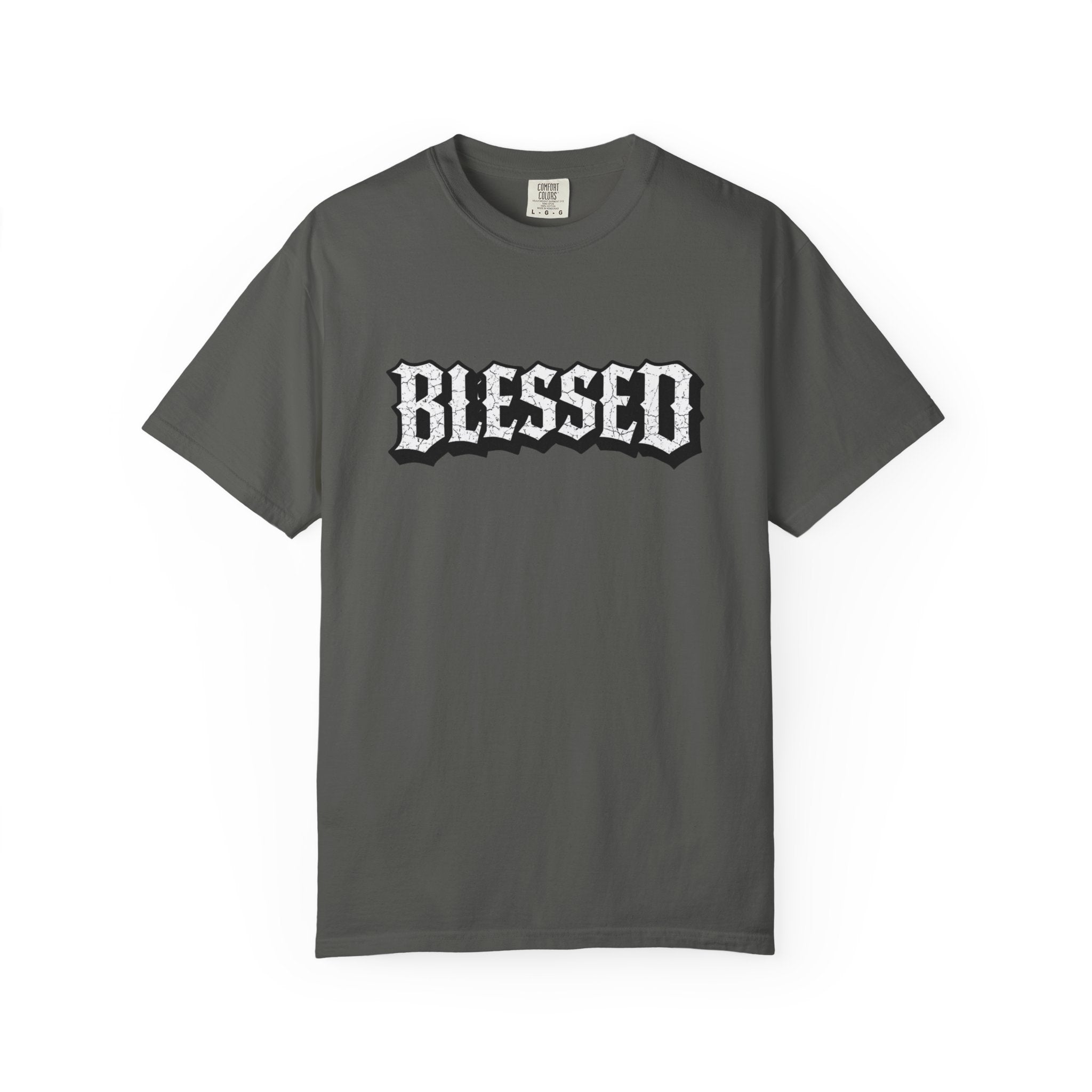 Blessed Script T-shirt | Garment-Dyed Casual Tee | Unisex T-shirt