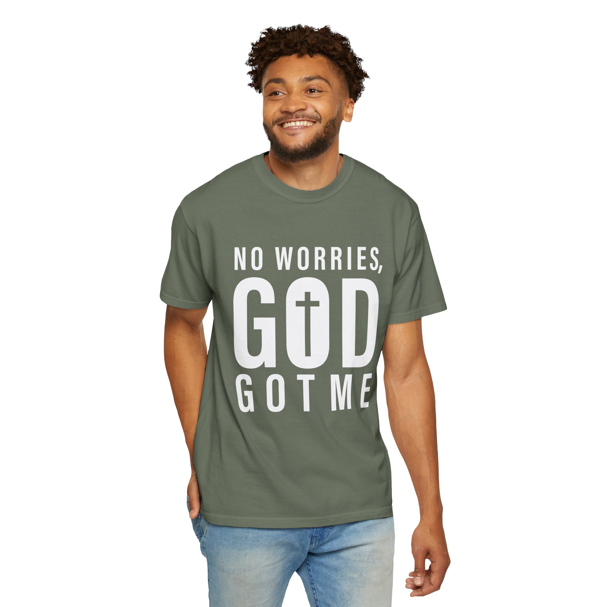 No Worries, God Got Me Unisex Garment-Dyed T-shirt