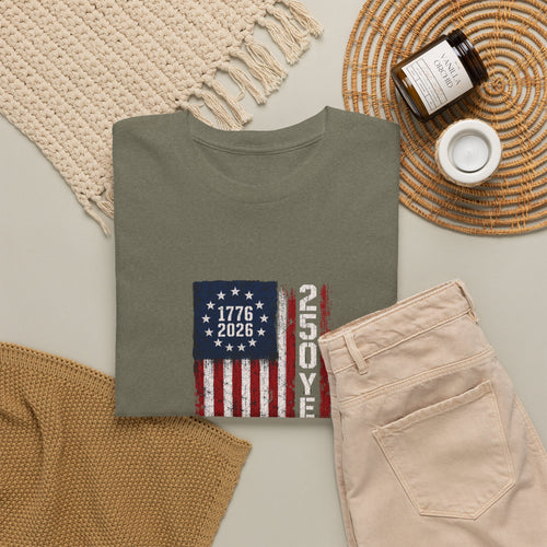 1776–2026 250 Years Flag T-Shirt — American Bicentennial Anniversary Tee