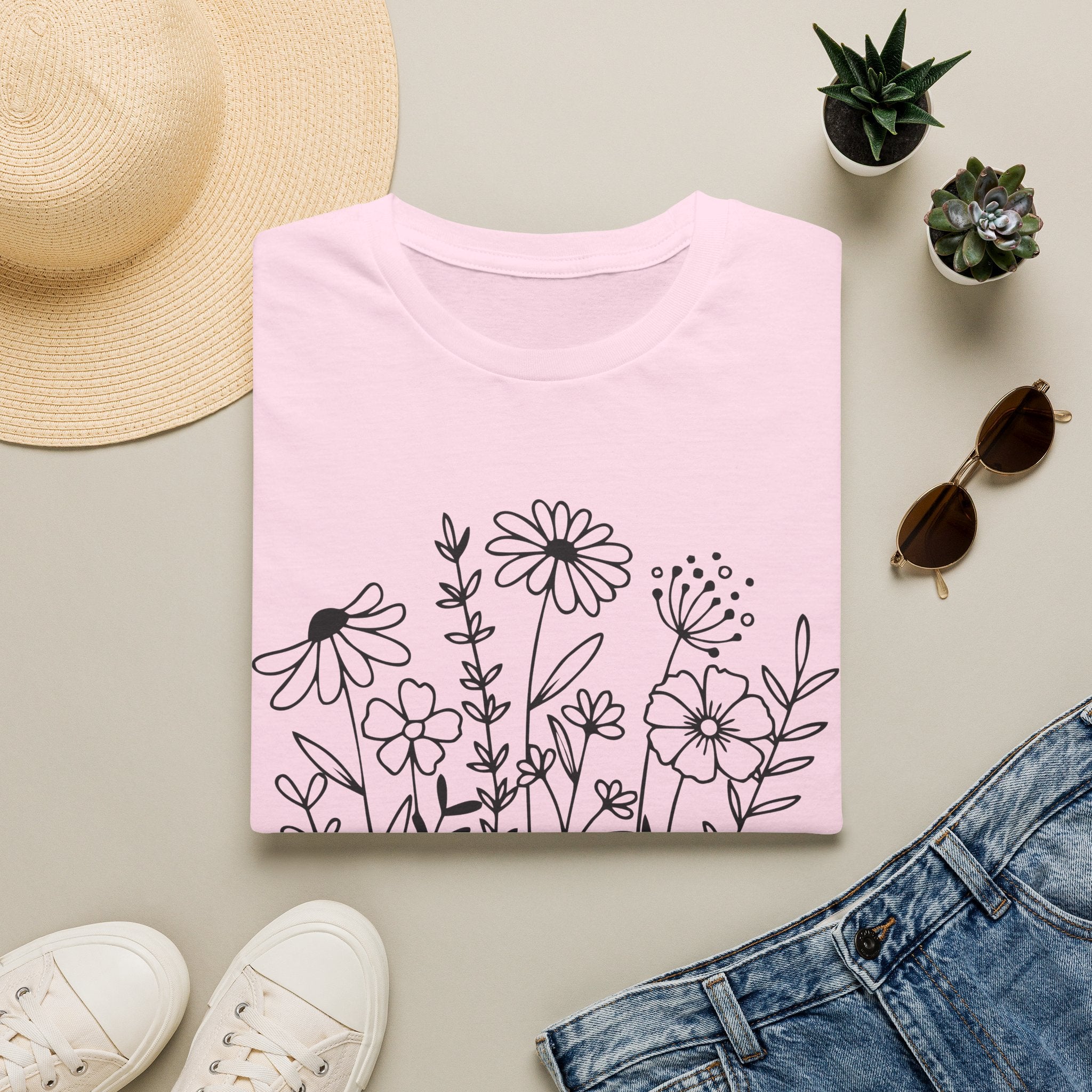 'Growing in Grace' Hand-Drawn Wildflower Tee