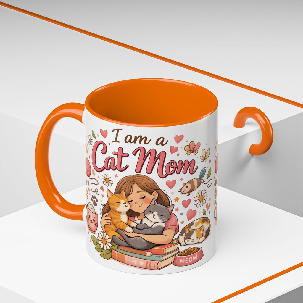 I Am a Cat Mom Accent Mug | Cute Cat Lover Coffee Cup