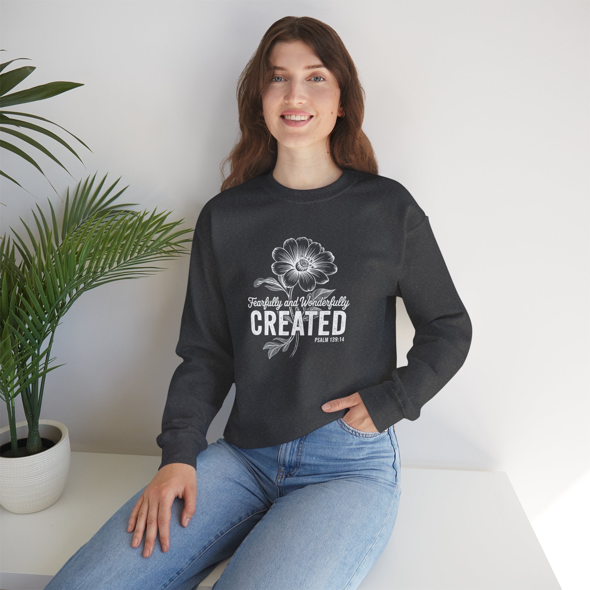 Fearfully and Wonderfully Created Psalm 139:14 Crewneck Sweatshirt