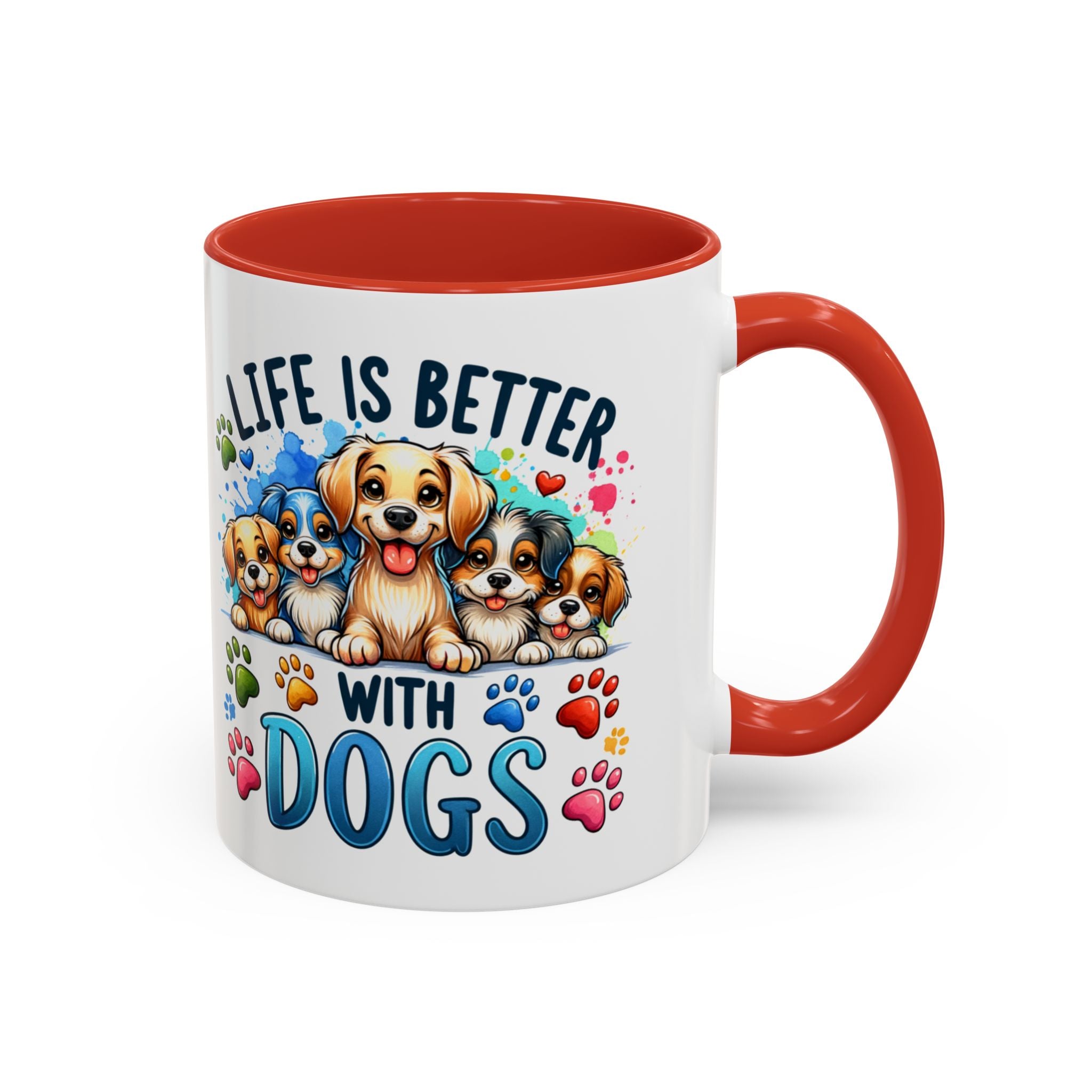 "Life Is Better With Dogs" Accent Dog Lover Mug (11 oz)