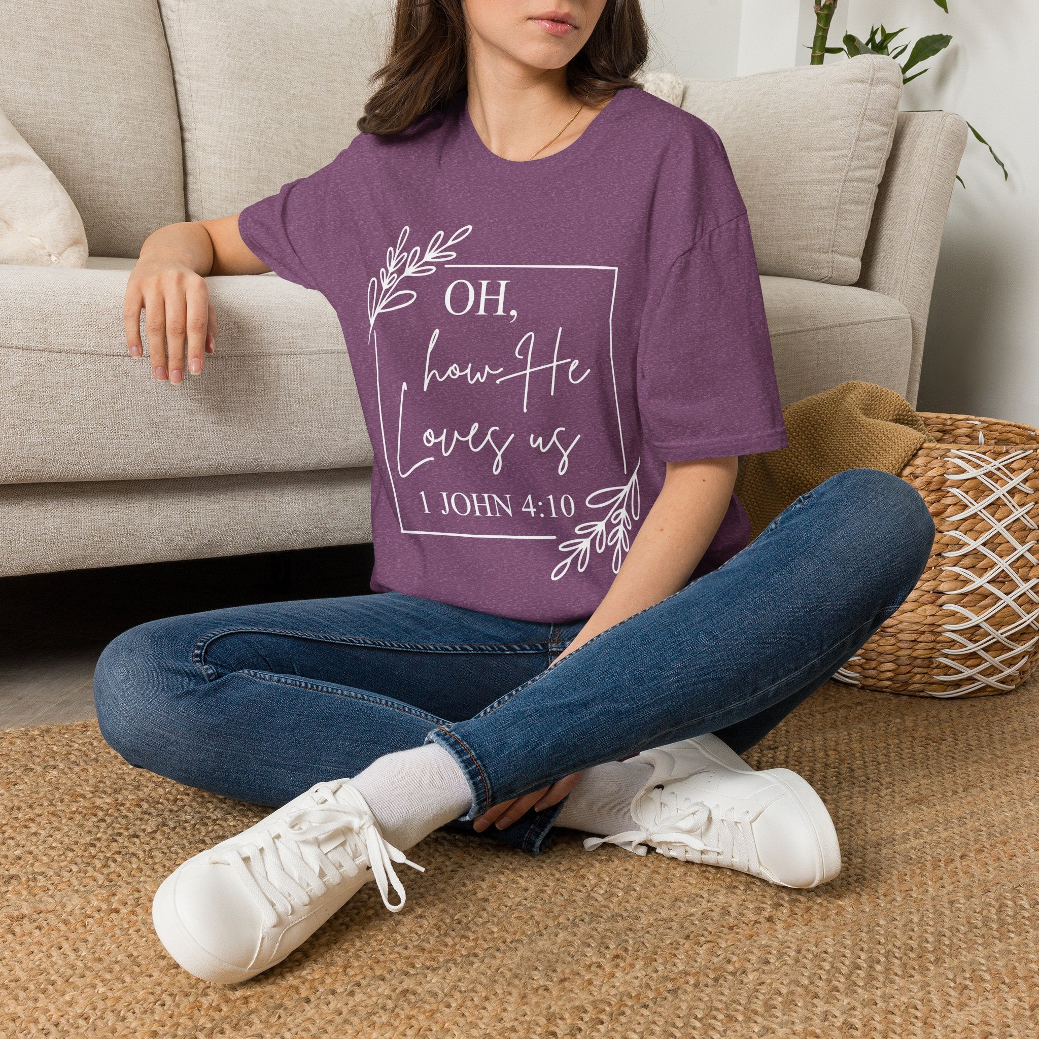 Oh How He Loves Us T-Shirt | 1 John 4:10 | Unisex Softstyle Christian T-shirt