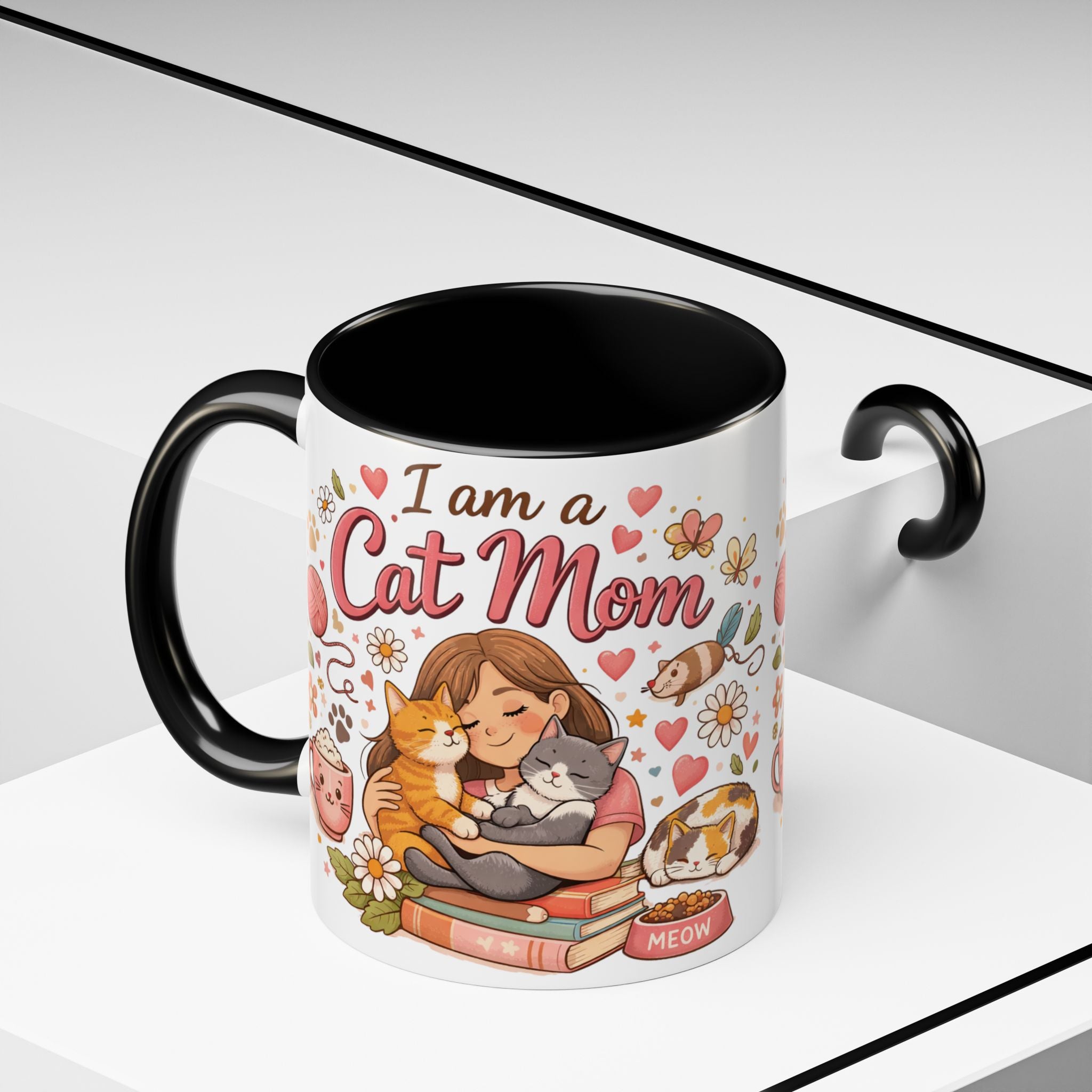 I Am a Cat Mom Accent Mug | Cute Cat Lover Coffee Cup