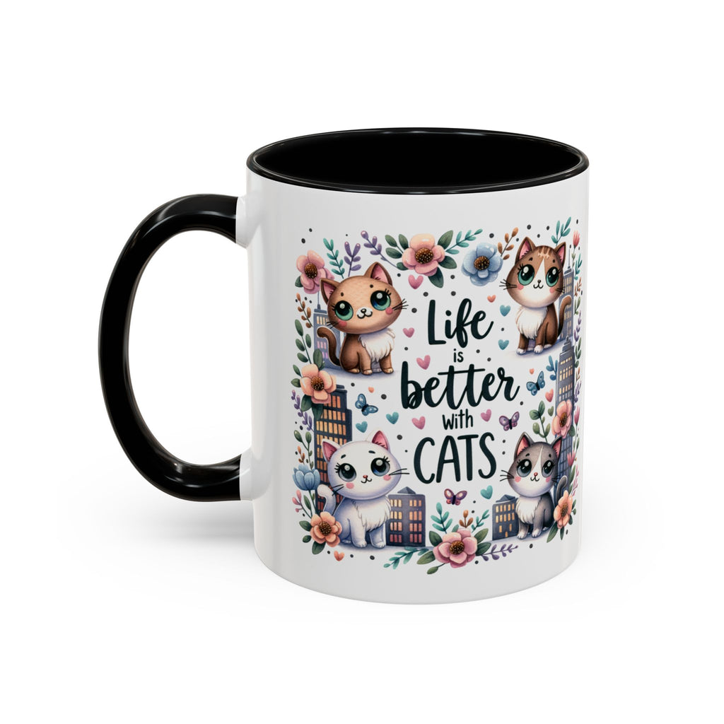 Life Is Better With Cats Accent Coffee Mug 11oz