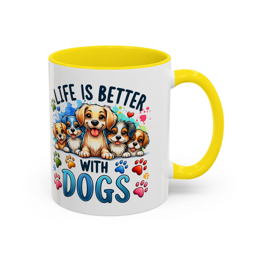 "Life Is Better With Dogs" Accent Dog Lover Mug (11 oz)