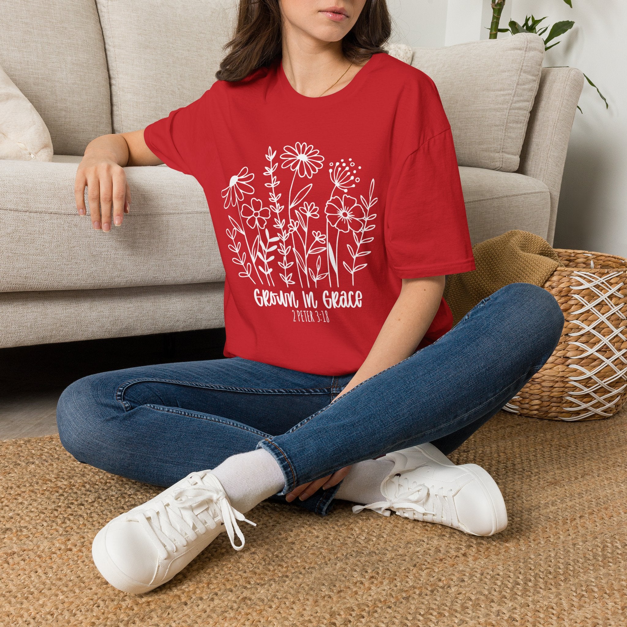 'Growing in Grace' Hand-Drawn Wildflower Tee