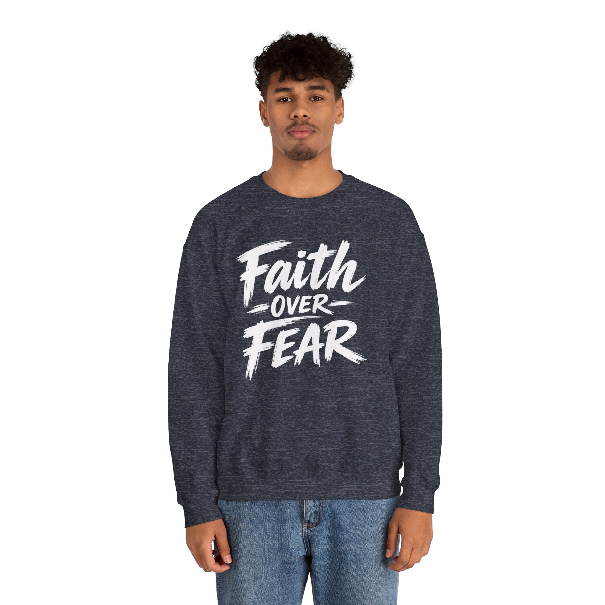Faith Over Fear Sweatshirt | Inspirational Christian Typography Crewneck | Unisex sweatshirt