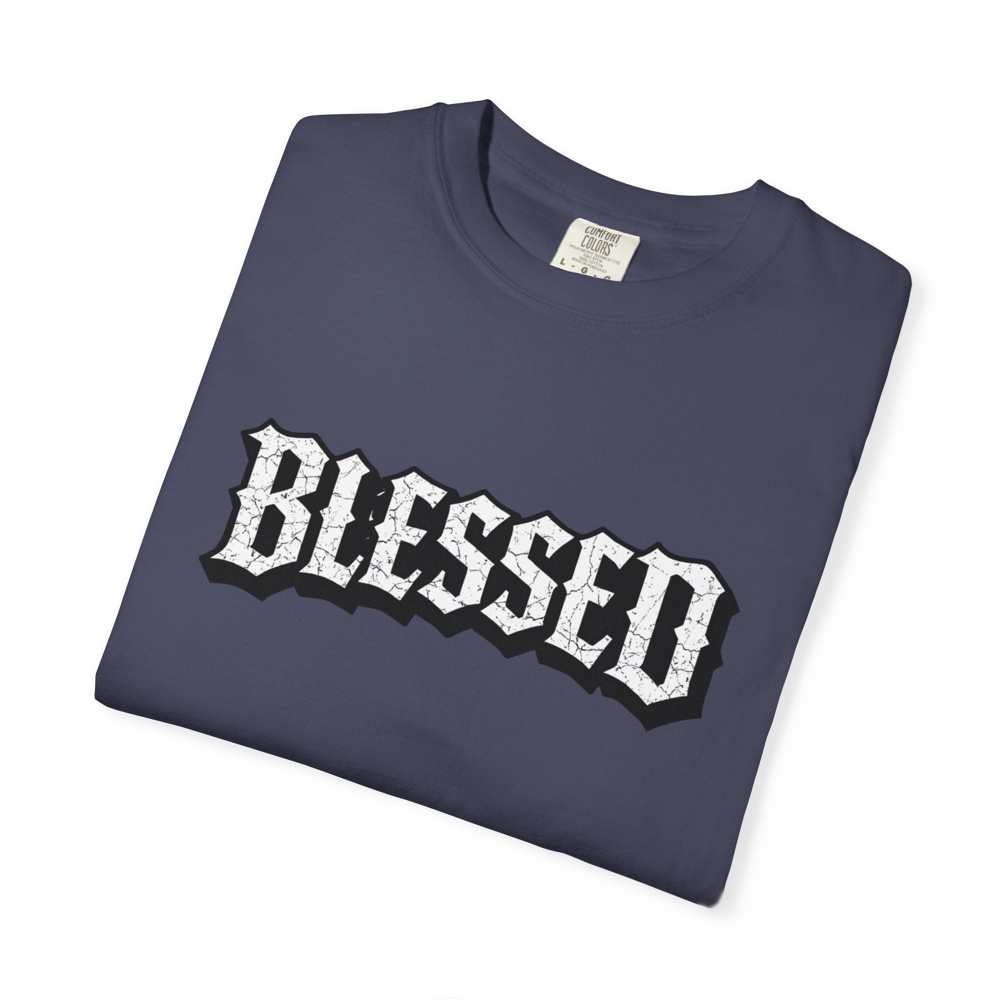 Blessed Script T-shirt | Garment-Dyed Casual Tee | Unisex T-shirt