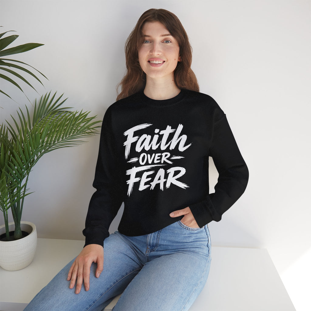 Faith Over Fear Sweatshirt | Inspirational Christian Typography Crewneck | Unisex sweatshirt