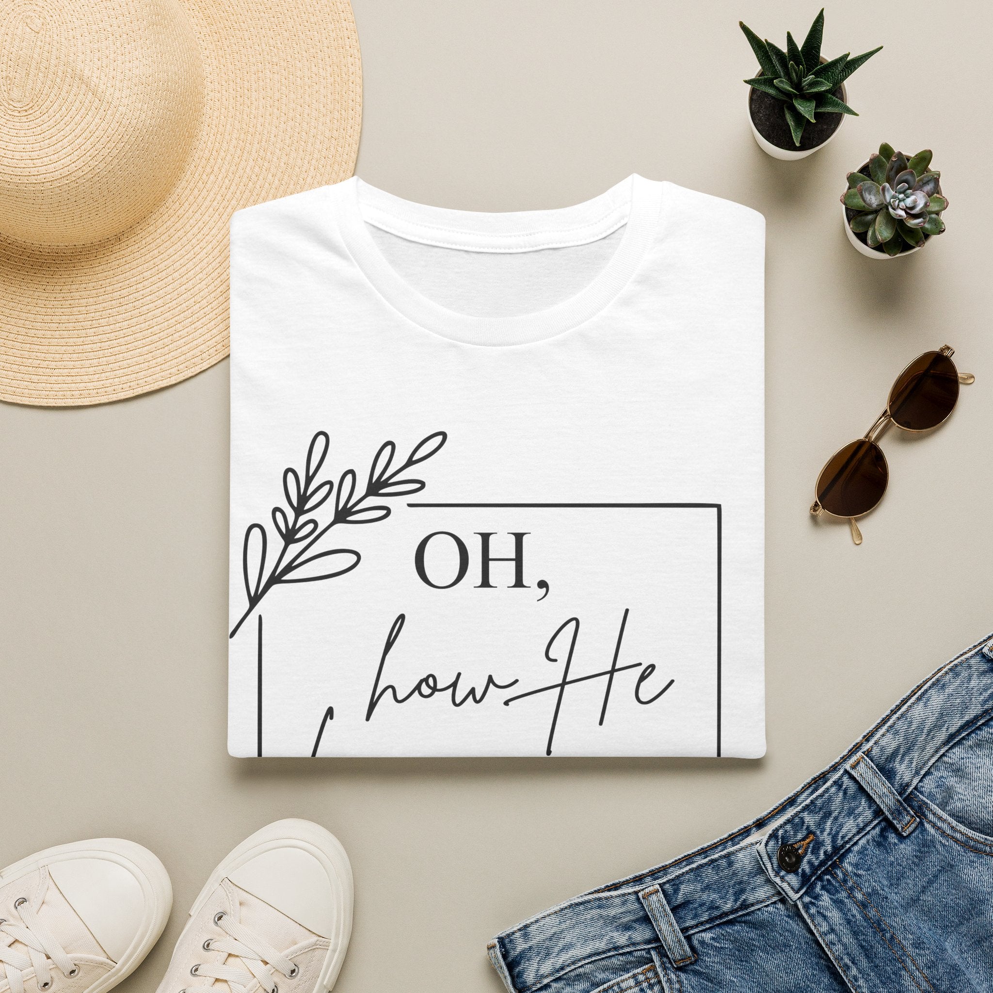 Oh How He Loves Us 1 John 4:10 T-Shirt | Christian Scripture Tee