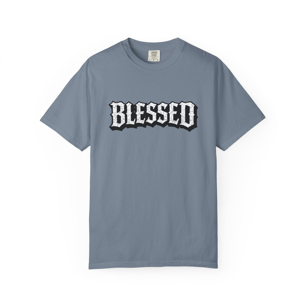 Blessed Script T-shirt | Garment-Dyed Casual Tee | Unisex T-shirt