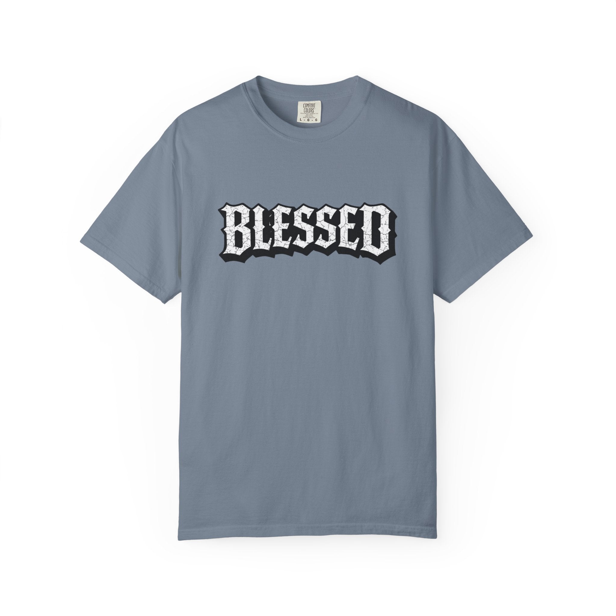 Blessed Script T-shirt | Garment-Dyed Casual Tee | Unisex T-shirt