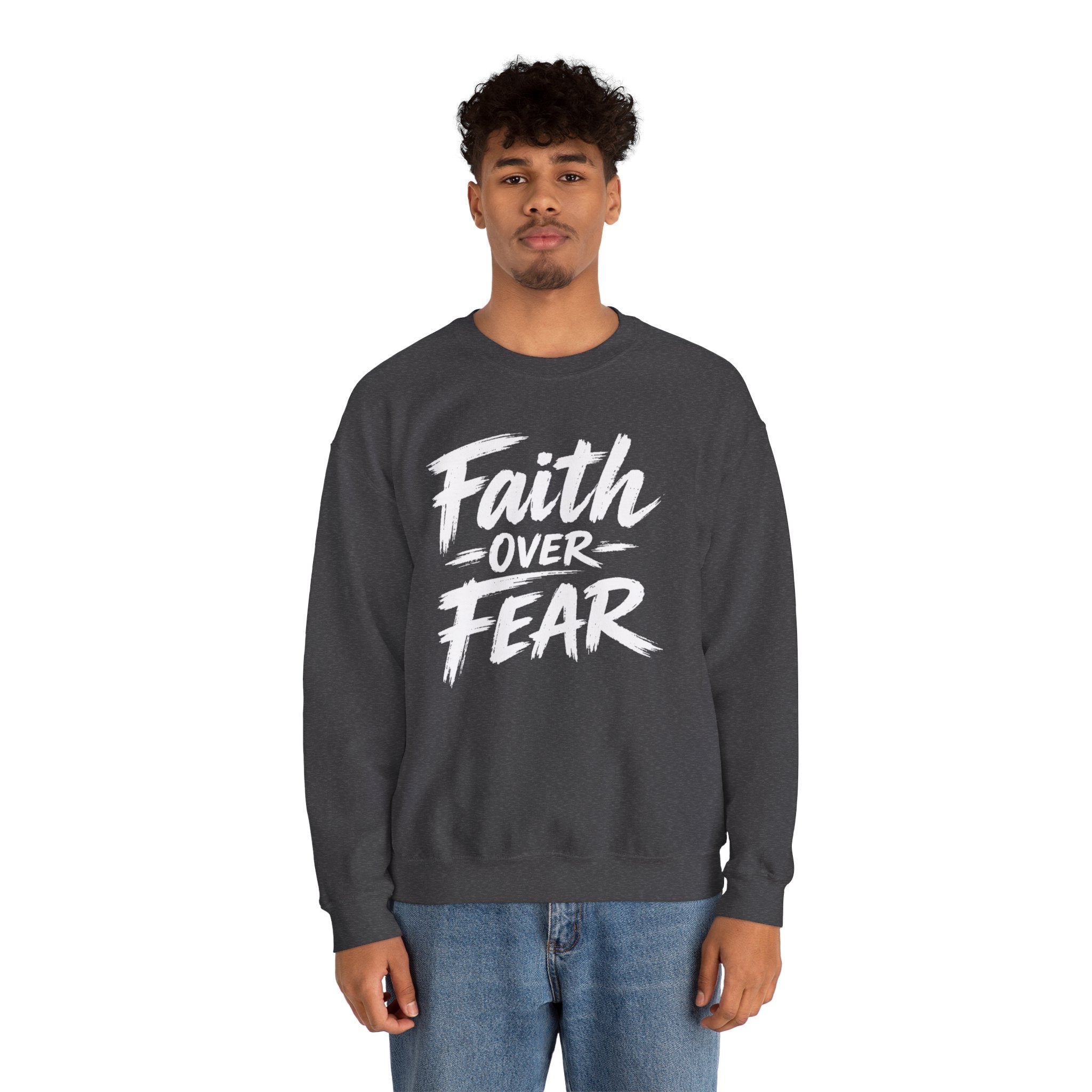Faith Over Fear Sweatshirt | Inspirational Christian Typography Crewneck | Unisex sweatshirt