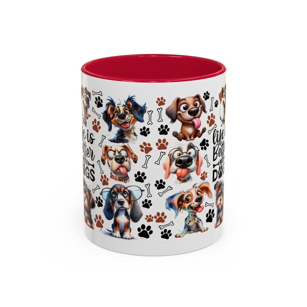 Dog Lover - "Life is Better with Dogs" Colourful Paw Print Ceramic Mug 11oz