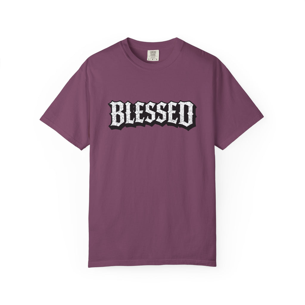 Blessed Script T-shirt | Garment-Dyed Casual Tee | Unisex T-shirt