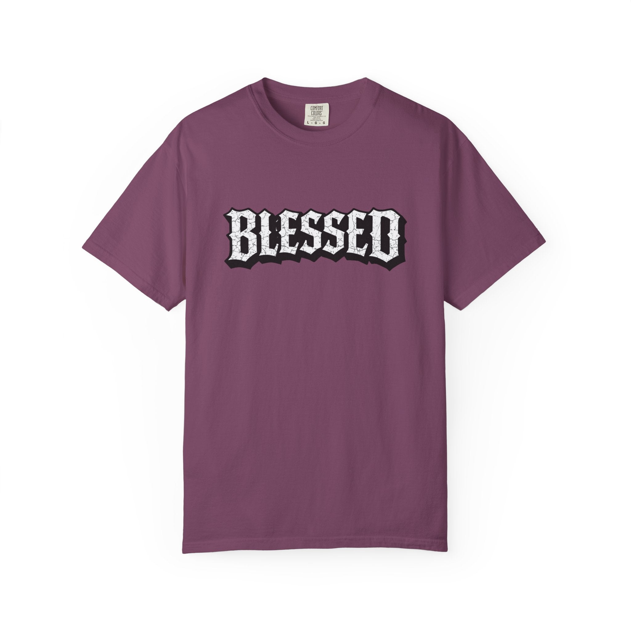 Blessed Script T-shirt | Garment-Dyed Casual Tee | Unisex T-shirt